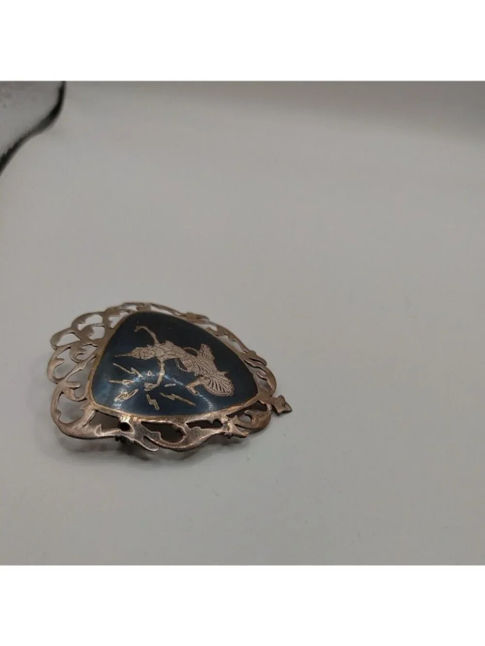 1930's brooch dancer Heart Open work Siam sterling Openwork